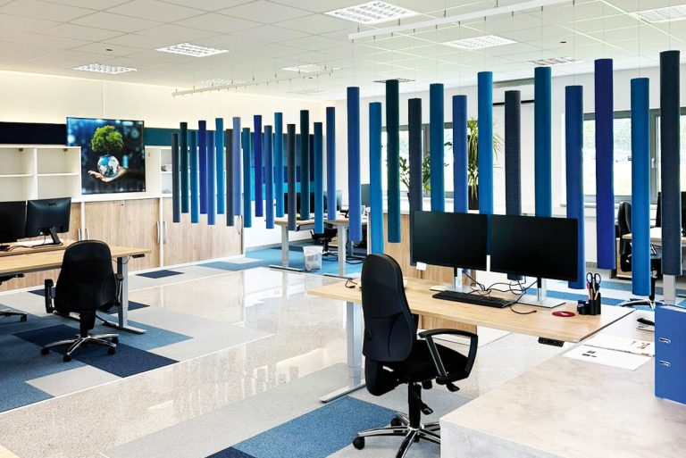 OFFECCT Soundsticks Akustikelemente zur Abschirmung von Arbeitsplätzen im Büro Kornfeld