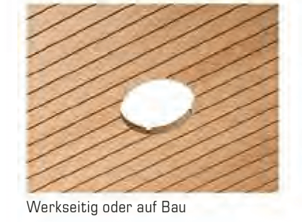 WS Topakustik Ausschnitte 1 Topakustik® Akustikplatte mit runder Einlage für eine Leuchte