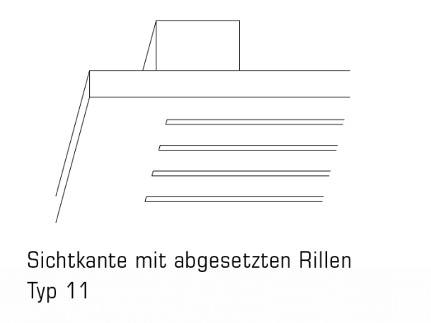 WS Topakustik Eckabschluesse Sichtkante Typ11 Technische Zeichnung einer Topakustik® Ausführung mit abgesetzten Rillen, Typ 11