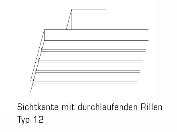 WS Topakustik Eckabschluesse Sichtkante Typ12 Technische Zeichnung einer Topakustik® Ausführung mit durchlaufenden Rillen, Typ 12