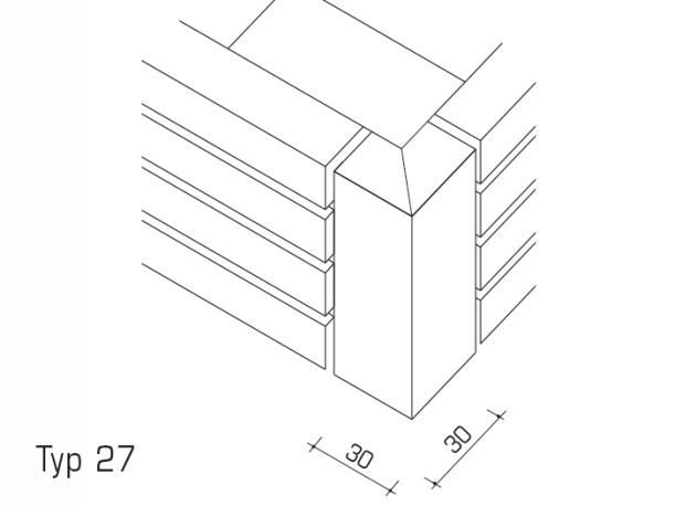 WS Topakustik Eckabschluesse Typ23 Technische Zeichnung einer Topakustik® Eckausführung Typ 27