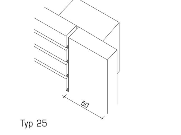 WS Topakustik Eckabschluesse Typ25 Technische Zeichnung einer Topakustik® Eckausführung Typ 25