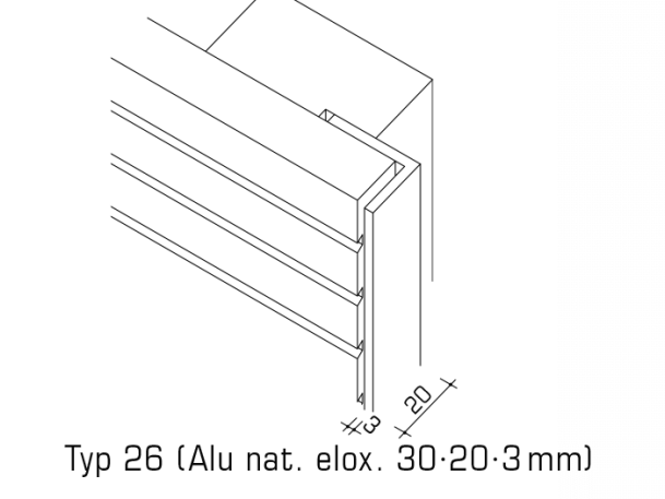 WS Topakustik Eckabschluesse Typ26 Technische Zeichnung einer Topakustik® Eckausführung Typ 26