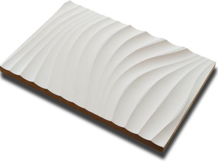Handmuster virtuell VID001 Handmuster einer virtuell® 3D-Relief-Platte VID 001 mit weich geschwungener Reliefstruktur