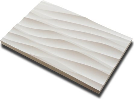 Handmuster virtuell VID004 Handmuster einer virtuell® 3D-Relief-Platte VID 004 mit geschwungener Wellenstruktur