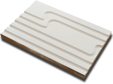 Handmuster virtuell VID201 Handmuster einer weißen virtuell® 3D-Relief-Platte VID 201 mit organischer Wellenstruktur