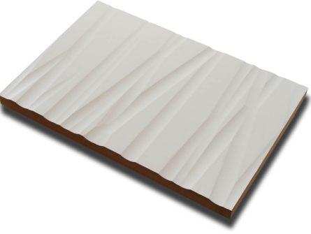 Handmuster virtuell VID301 Handmuster einer weißen virtuell® 3D-Relief-Platte VID 301 mit Grasmusterfräsung