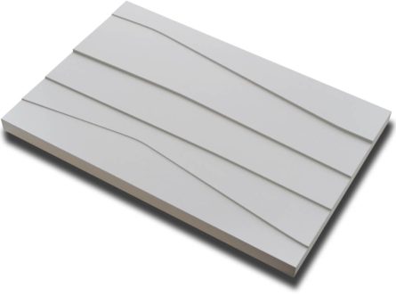 Handmuster virtuell VID701 Handmuster einer weißen virtuell® 3D-Relief-Platte VID 701 mit parallelen Linien