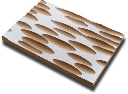 Handmuster virtuell VLI002 Handmuster einer virtuell® 3D-Relief-Platte VLI 002 mit ovalen Einfräsungen