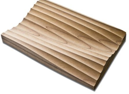 Handmuster virtuell VLI301 Handmuster einer virtuell® 3D-Relief-Platte VLI 301 mit geschwungener Holzstruktur