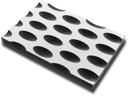 VPT005 virtuell® 3D-Relief-Platte VPT 005 mit schwarzer und weißer Oberfläche und runden Perforationen