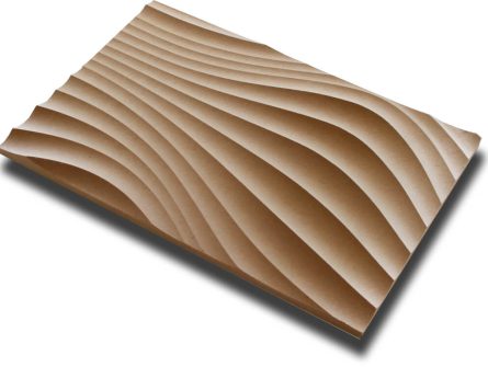 Handmuster virtuell VWL001 Handmuster einer naturfarbenen virtuell® 3D-Relief-Platte VWL 001 mit organisch geschwungener Struktur