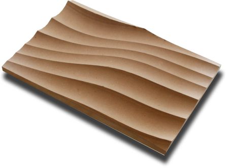 Handmuster virtuell VWL001x2 Handmuster einer naturfarbenen virtuell® 3D-Relief-Platte VWL 001x2 mit geschwungener Wellenstruktur