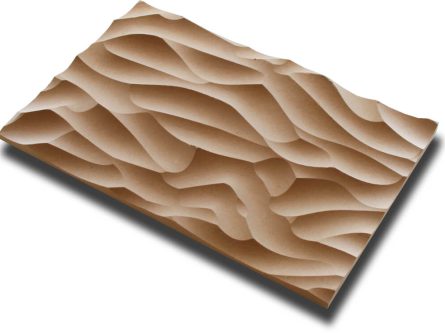 Handmuster virtuell VWL002 Handmuster einer naturfarbenen virtuell® 3D-Relief-Platte VWL 002 mit unregelmäßiger Wellenstruktur