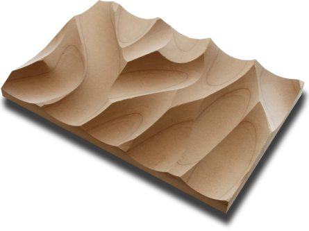 Handmuster virtuell VWL002x2 Handmuster einer naturfarbenen virtuell® 3D-Relief-Platte VWL 002x2 mit organischer Reliefstruktur