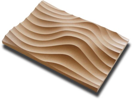 Handmuster virtuell VWL005 Handmuster einer naturfarbenen virtuell® 3D-Relief-Platte VWL 005 mit geschwungenen Linien