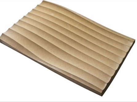Handmuster virtuell VWL015 Handmuster einer naturfarbenen virtuell® 3D-Relief-Platte VWL 015 mit feinen Wellen